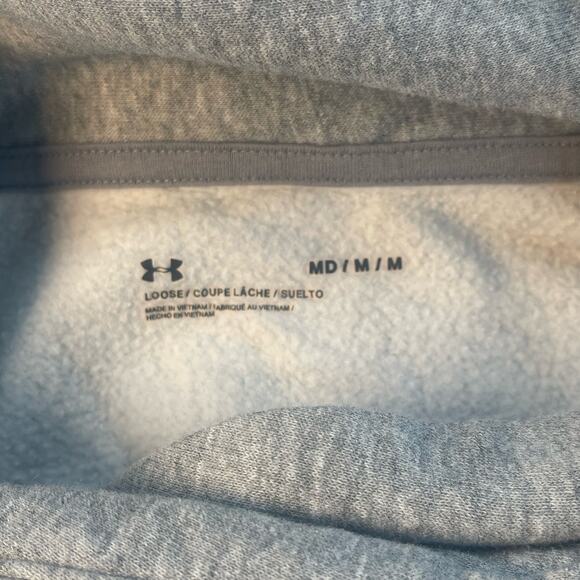 Under Armour Women's Wrap Neck Fleece Sweatshirt M Gray Pullover Logo Long Sl - Picture 8 of 8